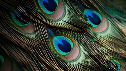 A striking close-up of a peacock's feathers