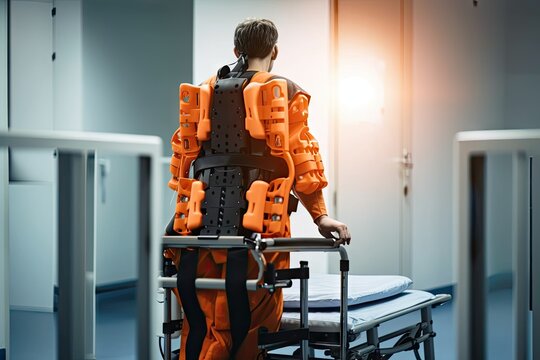 person, receiving treatment for spinal cord injury with the help of stem cells, created with generative ai