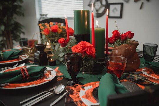 Elegant Juneteenth Celebration Table with Colorful Accents created using Generative AI technology