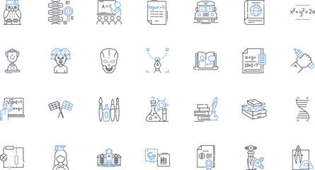 Gymnasium line icons collection. Fitness, Strength, Exercise, Workout, Health, Sweat, Endurance vector and linear illustration. Cardio,Muscles,Flexibility outline signs set