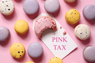 pink tax concept. big pink dessert and small desserts. comparison style