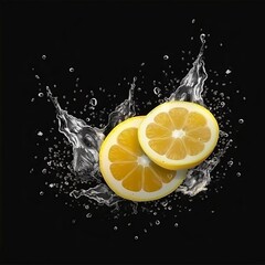 Lemon fruit with water splash