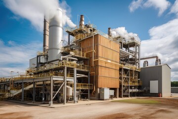 biomass refinery, converting raw biomass into refined products and energy, created with generative ai - obrazy, fototapety, plakaty