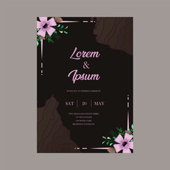 Flower wedding invitation card template concept