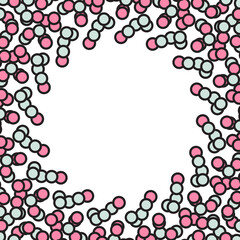 Green, pink, and white circle dots frame. Vector illustration.	