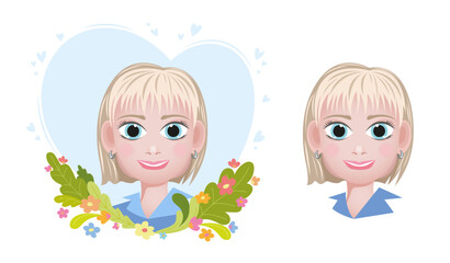 Cartoon image of a blonde girl for an avatar