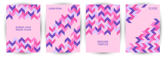 Commercial brochure cover layout set graphic design. Memphis style premium front page mockup set