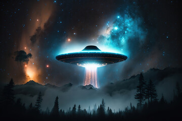 Fototapeta na wymiar UFO in the night sky 