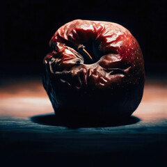 Bad rotten apple on black background