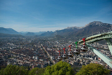 Grenoble city with the cable cars
