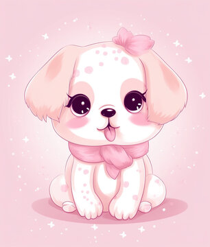 Cute and adorable puppy with big eyes. AI generated image.