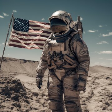 Astronaut with American Flag USA