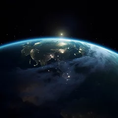 Photo sur Plexiglas Pleine Lune arbre Earth from space night lights concept