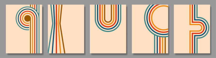 Set of retro vintage 70s style stripes. Design for social media, blog post, template and etc
