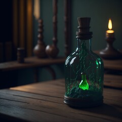 A green potion in a potion. Created with Generative AI Technology