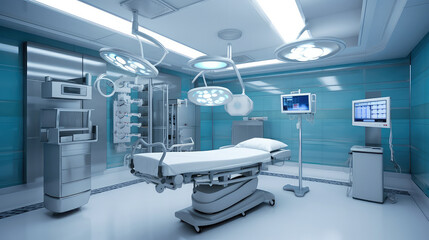 Hospitals and clinic empty interior with bright lighting , operation theater interior, laboratory interior with bright light