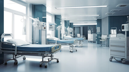 Hospitals and clinic empty interior with bright lighting , operation theater interior, laboratory interior with bright light