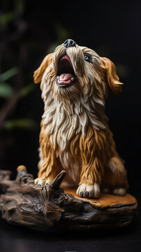 Fierce big cat with sharp fangs and whiskers, standing in the woods, carnivorous predator, resembling a dog breed, terrestrial animal, generative AI.