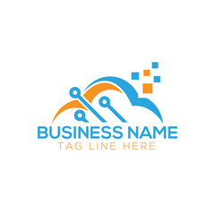 Cloud computing technology vector logo design template
