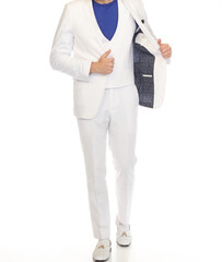 White two piece suit stylish man