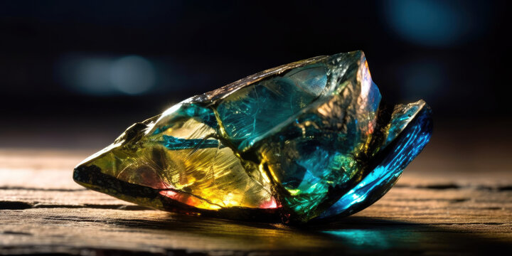 piece of labradorite displays the iridescent play of colors, generative ai
