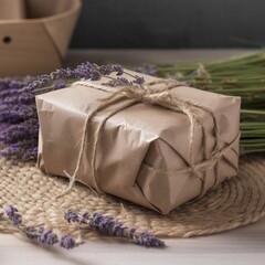 Organic Packaging with Biodegradable Paper and Natural Twine. Generative AI.