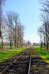 Fototapeta premium Bahnstrecke im Frühling im Deutscher Wald