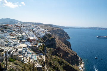 the white houses of Fira on the island of Santorini