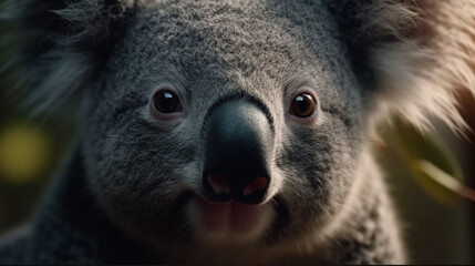 Closeup of a Koala with its mouth close. Closeup of a koala head