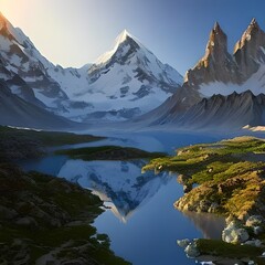 Powerful Fantasy Mountain Landscape AI-Generated