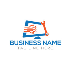 Computer Creative Concept Logo Design Template
