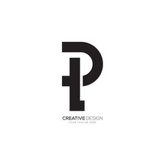 Letter T P unique design elegant monogram logo concept