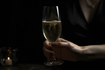 Jeune femme buvant du champagne » IA générative