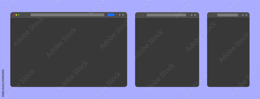 Poster Browser window isolated vector web elements. Design template with browser window for mobile device design. Blank template. Website template design. Mockup for web site design vector.