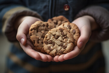 Enfant tenant des cookies dans ses mains » IA générative