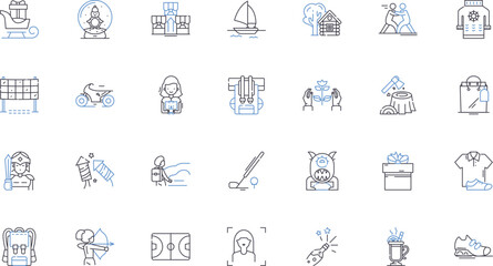Pursuit line icons collection. Chase, Hunt, Quest, Ambition, Aspiration, Drive, Determination vector and linear illustration. Passion,Goal,Objective outline signs set
