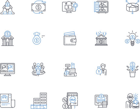 Exchange line icons collection. Trade, Swap, Barter, Switch, Interchange, Conversion, Transfer vector and linear illustration. Transaction,Agreement,Negotiation outline signs set