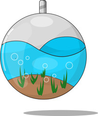 globe glass illustration in aquascape, glass ball