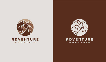 Mountain travel emblems. Camping outdoor adventure emblems, badges and logo patches. Mountain tourism, hiking. Universal creative premium symbol. Vector illustration