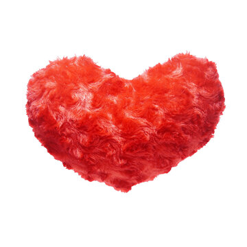 Red heart plush toy on transparent background
