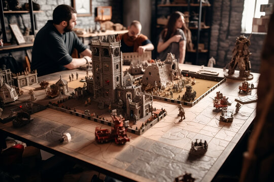 RPG fantasy adventure scene represented by modular terrain