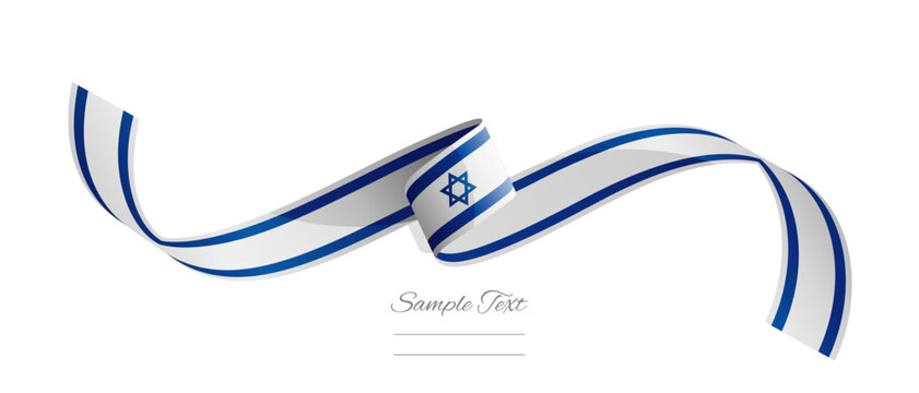 Israeli flag ribbon vector illustration. Israel flag ribbon on abstract isolated on white color background - Powered by Adobe