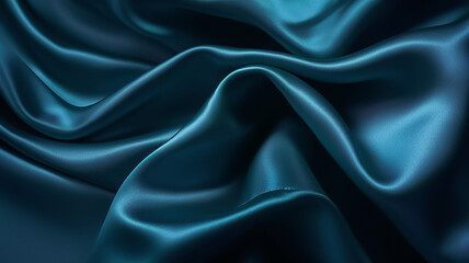 Fototapeta premium A blue silk fabric that is blowing in the wind. Generative Ai