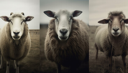 Fototapeta premium Cute livestock grazing outside on the grass generated by AI