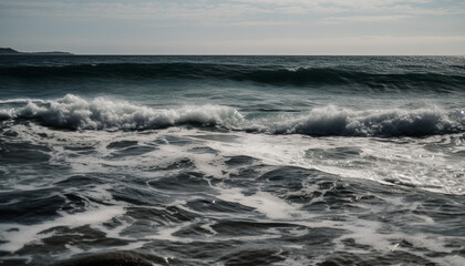 Fototapeta premium Sunset splashing on tranquil waters, tropical paradise generated by AI