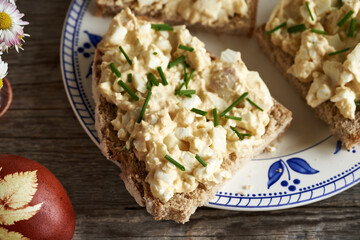 Bread spread made of leftover Easter eggs