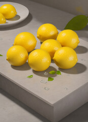 lemons on a concrete slab