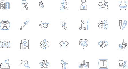 Fitness studio line icons collection. Strength, Agility, Flexibility, Endurance, Cardiovascular, Resistance, T vector and linear illustration. Form,Alignment,Core outline signs set