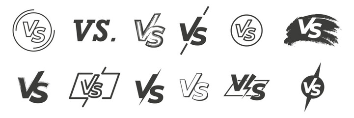 Set of versus logo letters. VS letters. Vector isolated illustration.
