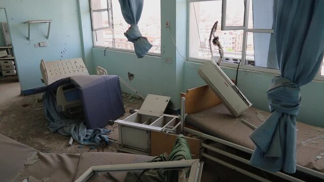 A hospital destroyed due to the violent war in Yemen, Taiz	
